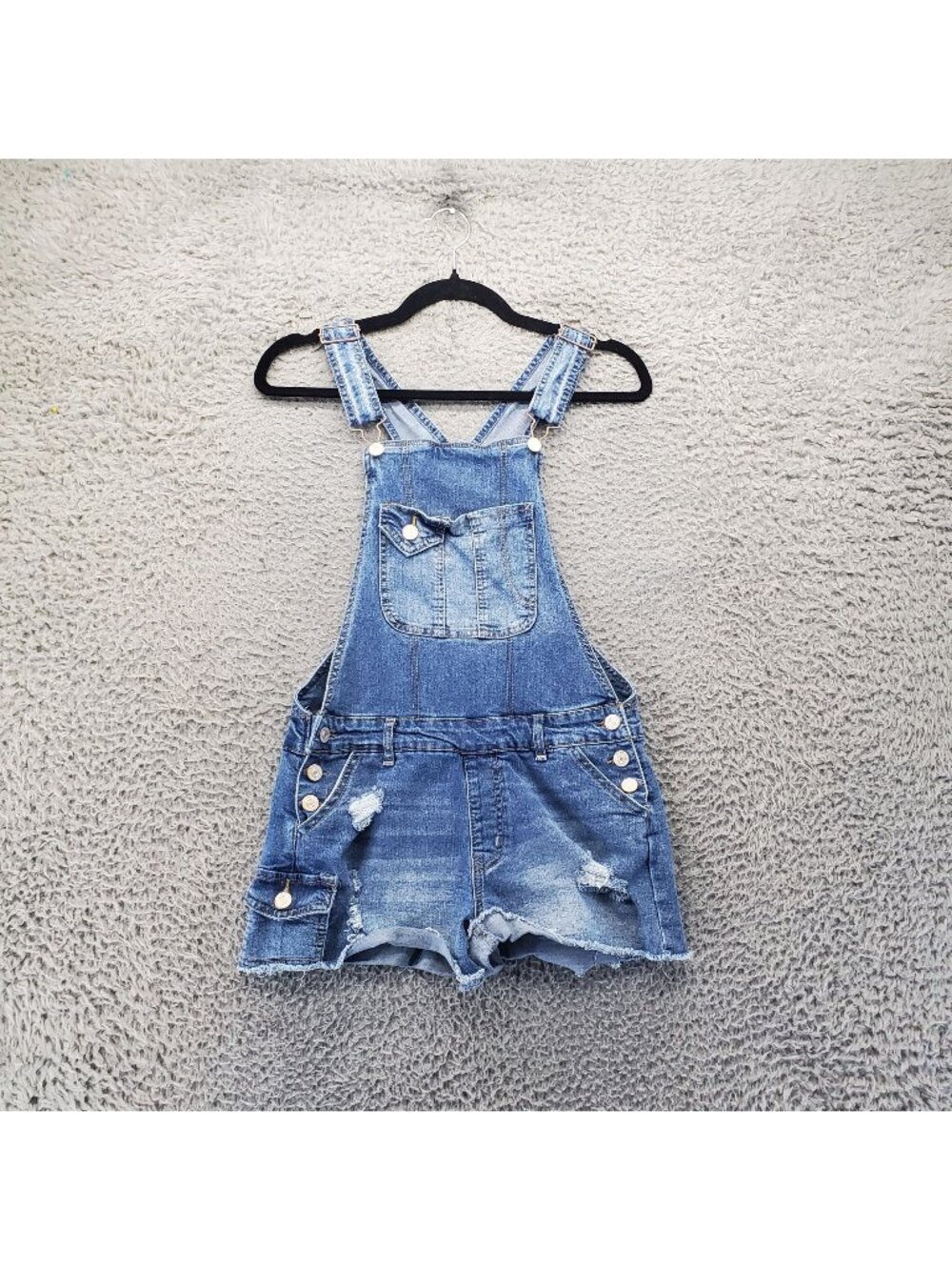 Wallflower Overalls Womens Small Blue Distressed Denim Shortall Shorts